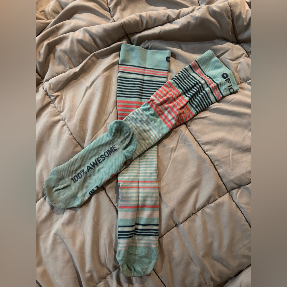 Figs Scrubs Women’s Teal Striped Compression Socks